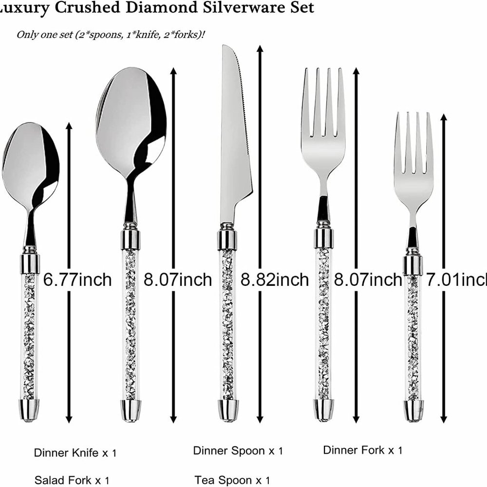 NEW Sparkling Bling Crystal Rhinestone Silverware Place Setting Dinner F… - Picture 8 of 9
